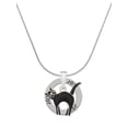 thumbnail image 1 of Delight Jewelry Silvertone Black Standing Cat Joy Ring Charm Necklace, 18", 1 of 4