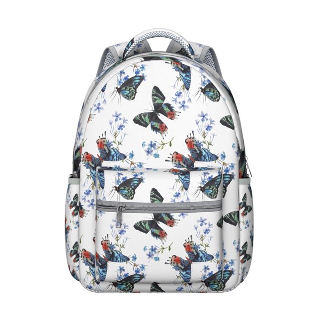 Floral Butterfly Design Student Backpack for Student Colorful Tropical Aesthetic Cute Print Pattern Artistic School Bookbag for Butterfly Fans