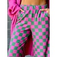 thumbnail image 4 of Women Wide-Leg Pants Checkerboard Elastic Waist Loose Trousers Spring Summer Casual Sweatpants Bottoms, 4 of 5