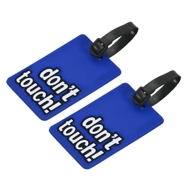 Equipaje Etiqueta, PVC Identificador Tarjeta Soporte Etiqueta, No Tocar Patrón Viaje Bolso Etiqueta con Ajustable Correa para Equipaje Maleta, Azul Paquete de 2