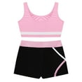 thumbnail image 4 of TiaoBug Kids Girls Gymnastics Athletic Tracksuit 2 Piece Outfits Dance Sport Tank Tops and Shorts Set Pink 8, 4 of 7