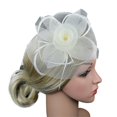 thumbnail image 1 of Fausse Plume Filet Chapeau Fascinator Arc Fleur Forme Cocktail Coiffure Ornement de Cheveux, 1 of 10