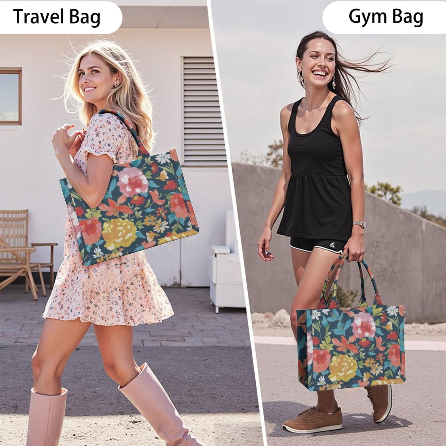 Large Capacity Tote Bag,Pioneer Flower Floral Print Pattern Handbag Fashion Luxury Tote Bag,15.7"x13"x 5.1" Inches,Laptop Compatible