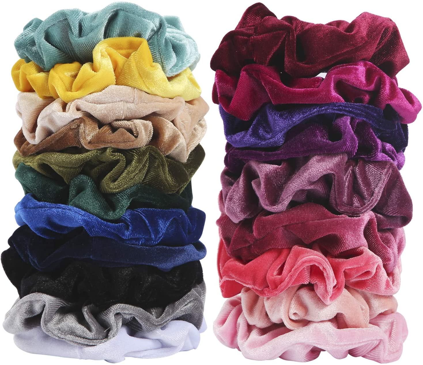 BUSATIA Velvet Scrunchies for Thick Hair, 20 Colors