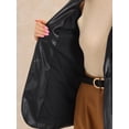 thumbnail image 5 of DARING DIVA Women's Faux Leather Jacket Lapel Collar PU Biker Moto Casual Oversized Blazer XS Black, 5 of 6