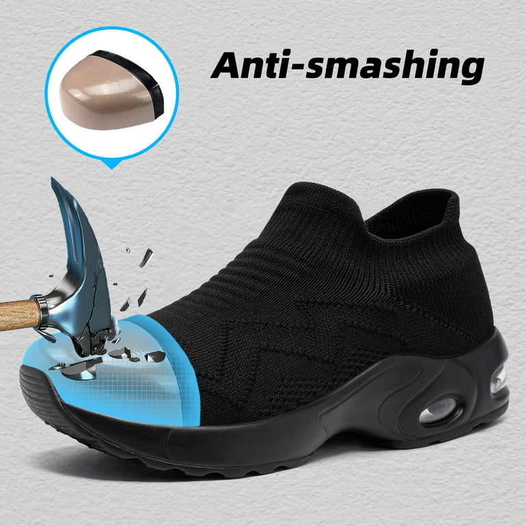 LARNMERN Steel Toe Shoes for Women Air Cushion Work Shoes Lightweight Mesh Non Slip Safety Sneakers Walmart