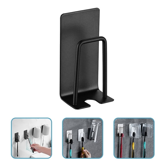 Siliaire 2Set Toothbrush Wall Holders Black Stainless Steel Modern Design for Family Bathroom Storage