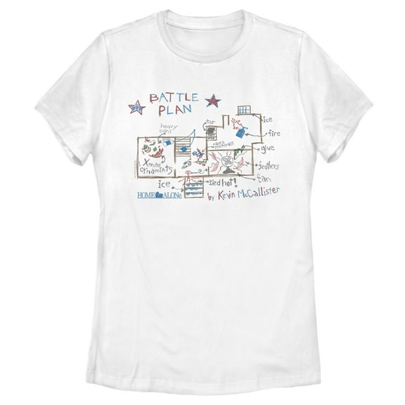 Women's Home Alone Kevin’s Battle Plan  Graphic Tee White Medium