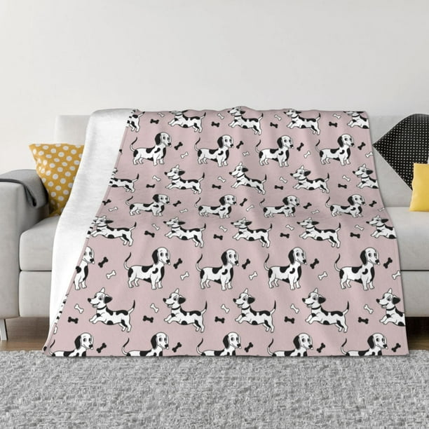 Fotbe Dachshund Dog Puppy Manta de Franela con Estampado, Manta Ultrasuave para Cama, Sofá, Auto, Hipoalergénica y Antibolitas-60"x50"
