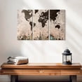 thumbnail image 2 of Elephant Stock Grunge Landmarks World Map Wall Art - Horizontal Multi Panel Canvas - Living Room Wall Decor - Map Multi Panel - Brown And Gray Decor - 23" x 14", 2 of 4