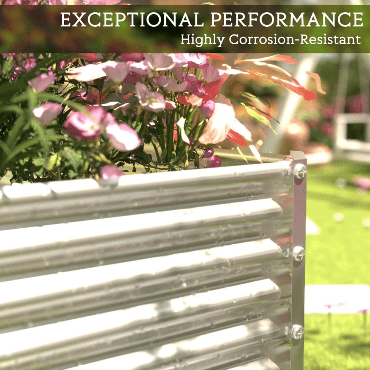 CATMANOR 2 Pack Tall Corrugated Galvanized Steel Raised Garden Bed Outdoor, Metal Above Ground Garden Bed for Vegetables and Flowers, Rectangle Raised Beds for Gardening-4x2FT
