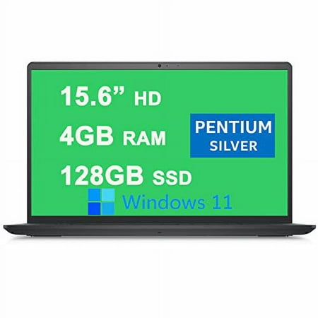 Dell Inspiron 15 3000 3510 Laptop 15.6” HD Narrow Border Display Intel Quad-Core Pentium Silver N5030 Processor 4GB RAM 128GB SSD Intel UHD Graphics 605 USB3.2 Win11 Carbon