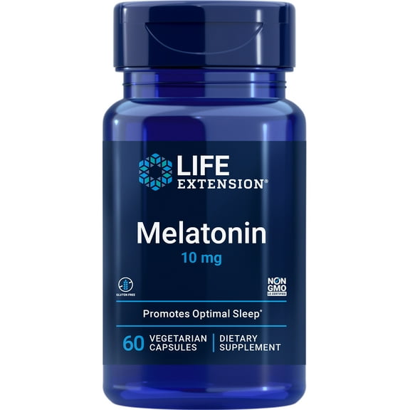 Life Extension Melatonin, 10 mg, Healthy Dose, Our Highest Available Dosage, For Sleep Support, Healthy Immune Response, Oxidative Stress Defense, Vegetarian, 60 Capsules