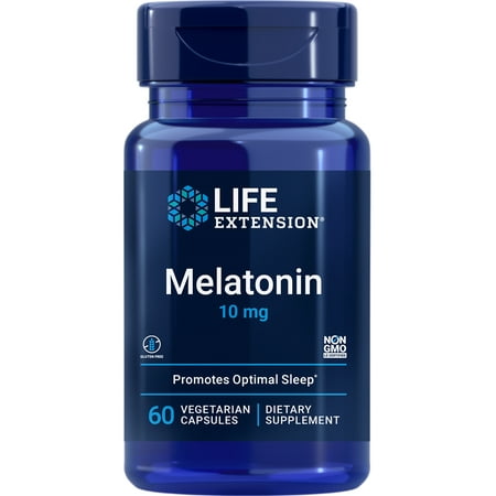 Life Extension Melatonin, 10 mg, Healthy Dose, Our Highest Available Dosage, For Sleep Support, Healthy Immune Response, Oxidative Stress Defense, Vegetarian, 60 Capsules