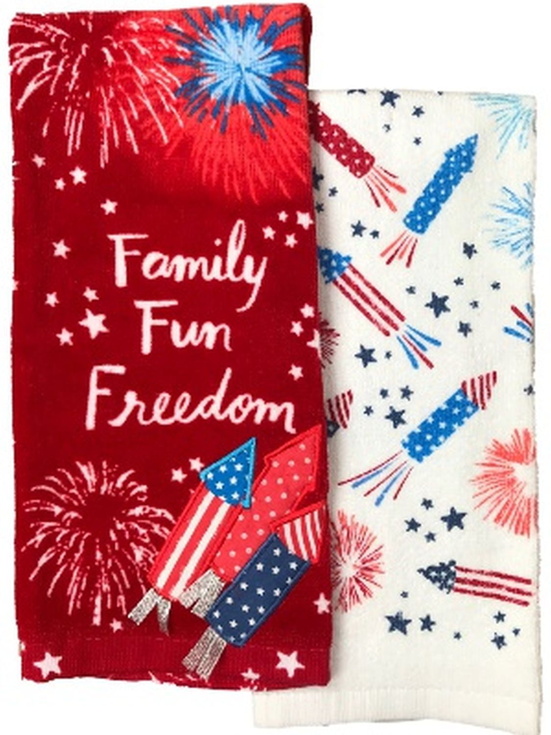 Potholder~Oven Mitt~Towel~Patriotic Flag~Americana~Fireworks~Red~Tan~Kitchen~NEW 