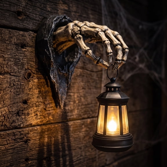 Halloween Outdoor Decorations Skull Lantern Light, Halloween Decor Hanging Skeleton Lamp for Wall Yard Garden Party Atmosphere,Spooky Outdoor Display Accessory for Home Entrance, Halloween Decoration
