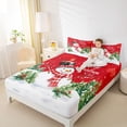 thumbnail image 4 of Homewish Cartoon Christmas Snowman Twin Sheet Sets,Merry Xmas Twin Fitted Sheet,Red White Flat Sheet For Girl Boys Kids,Super Cozy Room Decor,3pcs, 4 of 7