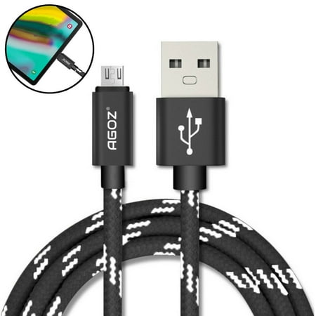 Agoz 4ft Durable Heavy Duty Braided Micro USB FAST Charging Charger Data Sync Cable Cord for Amazon Kindle Fire HD 10, HD 8, 7, Lenovo Tab 4, LG G Pad F2, X, Verizon Wireless Ellipsis 10, 8 (Best Charger For Kindle Fire Hd)