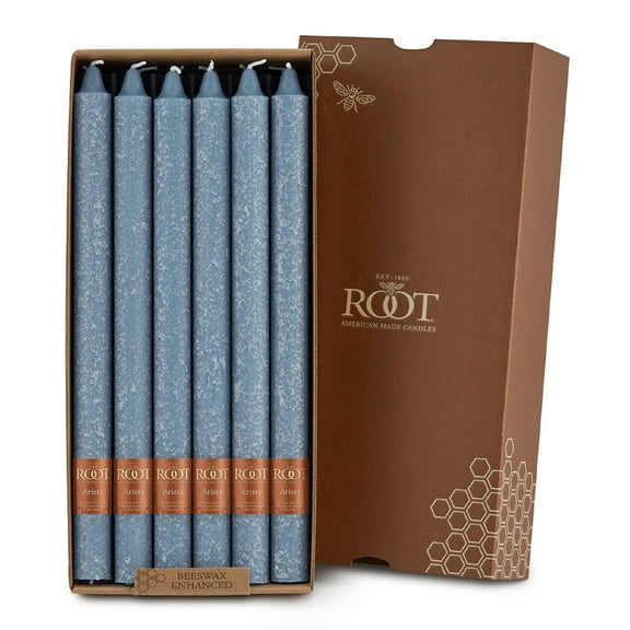 ROOT Candles Unscented Timberline™ Arista Taper Candles, 12-Inch Tall, Box of 12, Color: Williamsburg Blue