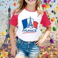 thumbnail image 2 of Chemises pour Fillettes à Manches Raglan Imprimé Commémoratif Tourisme Urbain Manches Courtes Tops Filles Rouge 7 Ans-8 Ans, 2 of 4