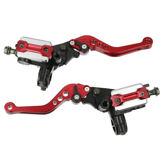 1 Pair 7/8" 22mm Universal Motorbike Dual Hydraulic Handlebar Brake Master Cylinder Clutch Lever Red