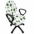 thumbnail image 1 of Leaves Office Chair Slipcover, Silhouettes of Nature Themed Simplistic Flitting Leaf Garden Art Composition, Protective Stretch Decorative Fabric Cover, Standard Size, Green and White, by Ambesonne, 1 of 5