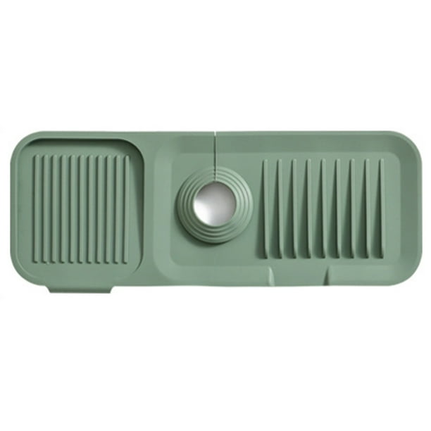 Alfombrilla de silicona para grifo, protector de fregadero, accesorio de fregadero seguro, limpio y sin olor para cocina, baño, verde oscuro