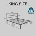 thumbnail image 2 of King Size Metal Platform Bed Frame with Headboard, Heavy Duty Steel Slat Support, Under-Bed Storage, No Box Spring Needed, Black, 2 of 8