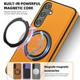 thumbnail image 2 of Allytechgroup Magnetic Case for Samsung Galaxy S24, Ring Holder Kickstand Hybrid Compatible with Magsafe & Car Mount Anti-Scratch Phone Case Cover for Women Men, Orange, 2 of 6
