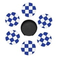 thumbnail image 5 of Blue And White Kentucky Checkerboard Coasters With Leather Holder Set Of 6 Round Coasters for Home and Kitchen Decor, 5 of 7