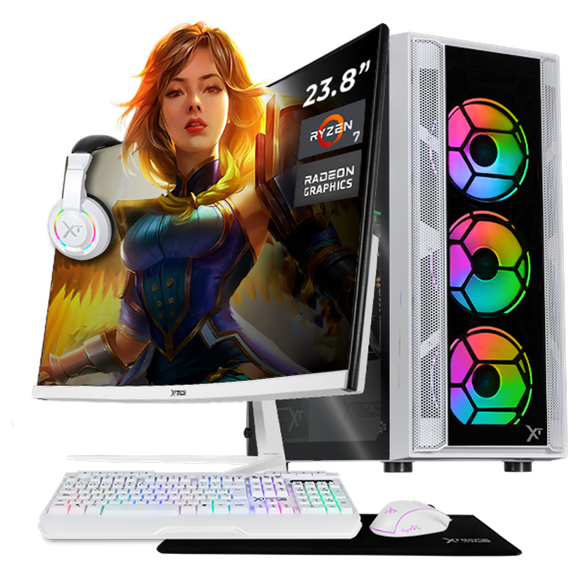 Xtreme PC Gaming AMD Radeon Vega Renoir Ryzen 7 5700G 16GB SSD 500GB Monitor Curvo 23.8 WIFI White