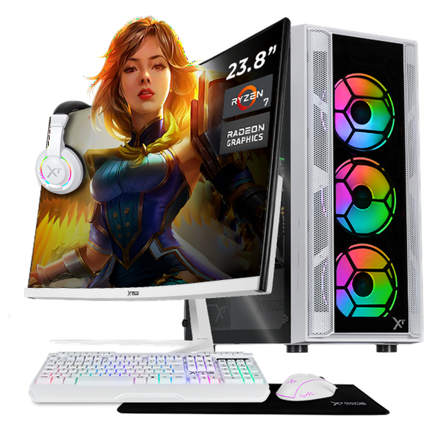 Xtreme PC Gaming AMD Radeon Vega Renoir Ryzen 7 5700G 16GB SSD 500GB Monitor Curvo 23.8 WIFI White
