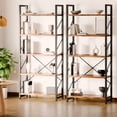 thumbnail image 4 of 2 Pieces 5 Tiers Bookshelf, Classically Tall Bookcase Shelf, Industrial Book Rack, Modern Book Holder in Bedroom/Living Room/Home/Office, Storage Rack Shelves for Books/movies-Rustic Brown, 4 of 7
