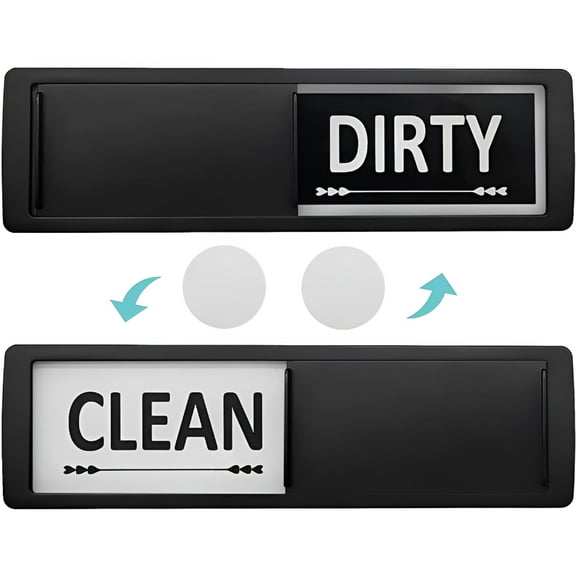 ACDANC Dishwasher Magnet Clean Dirty Sign,Dishwasher Clean Dirty Sign Indicator Non-Scratch/Easy to Read&Slide/Super Strong Magnet with Stickers for Kitchen Organization/Dishes/Fridge (Black)