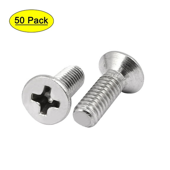 4mmx12mm Stainless Steel  Drive Flat Head Fully Thread Screws 50pcs