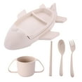 thumbnail image 1 of Airplane Shaped Kids Tableware Set With Separate Plates Cutlery And Drinking Cup For Kitchen Dining Use, 1 of 6