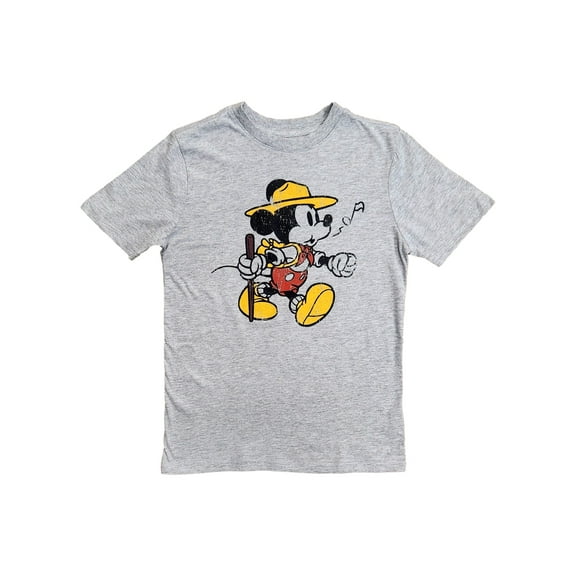 Disney Boys Gray Mickey Mouse Singing Short Sleeve T-Shirt Tee Shirt M 8