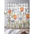 thumbnail image 2 of Orange Flower Sheer Curtains for Living Room Bedroom Blue Tulip Butterfly Watercolor Plaid Grey Sheer Curtains 84 Inch Long 2 Panels Set Light Filtering Curtain Window Treatments Drapes, 2 of 6