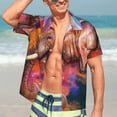 thumbnail image 7 of Kll Men'S Hawaiian Shirt Short Sleeve Button Down Beach Shirts-Oil Paintings Of Elephants, 7 of 7