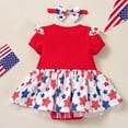 thumbnail image 4 of Wxirdiow Patriotic Baby Girl Clothes 4th of July Baby Girl Outfits Newborn Romper Dress Summer Infant American Flag Clothes Cute Toddler Tutu Dresses Red Size,3-6 Months, 4 of 6