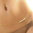 thumbnail image 2 of Gold Faux Pearl Charm Bikini Belly Waist Lower Back Link Body Chain, 2 of 8