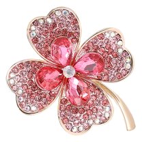 HOOWIFFY Pink Brooch Pin Elegant Rhinestone Jewelry for Dress Accessory