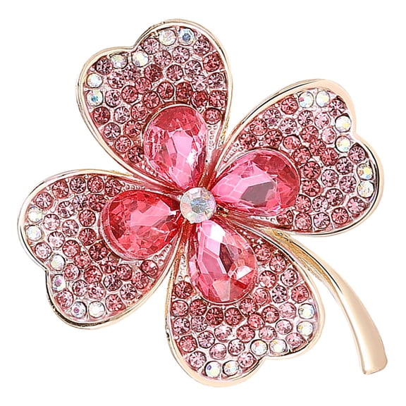 HOOWIFFY Pink Brooch Pin Elegant Rhinestone Jewelry for Dress Accessory