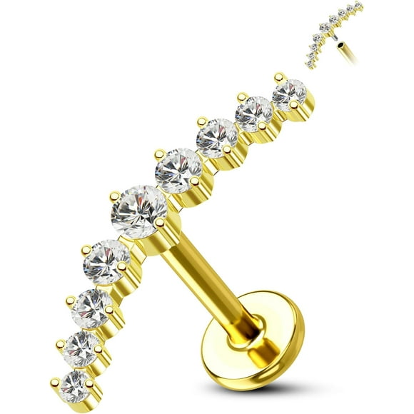G23 Titanium Helix Conch Piercing Jewelry Gold 16g Flat Back 8mm Helix Cartilage Conch Earring Stud Silver Arcuate Hypoallergenic InThreaded Helix Conch Jewelry Gold