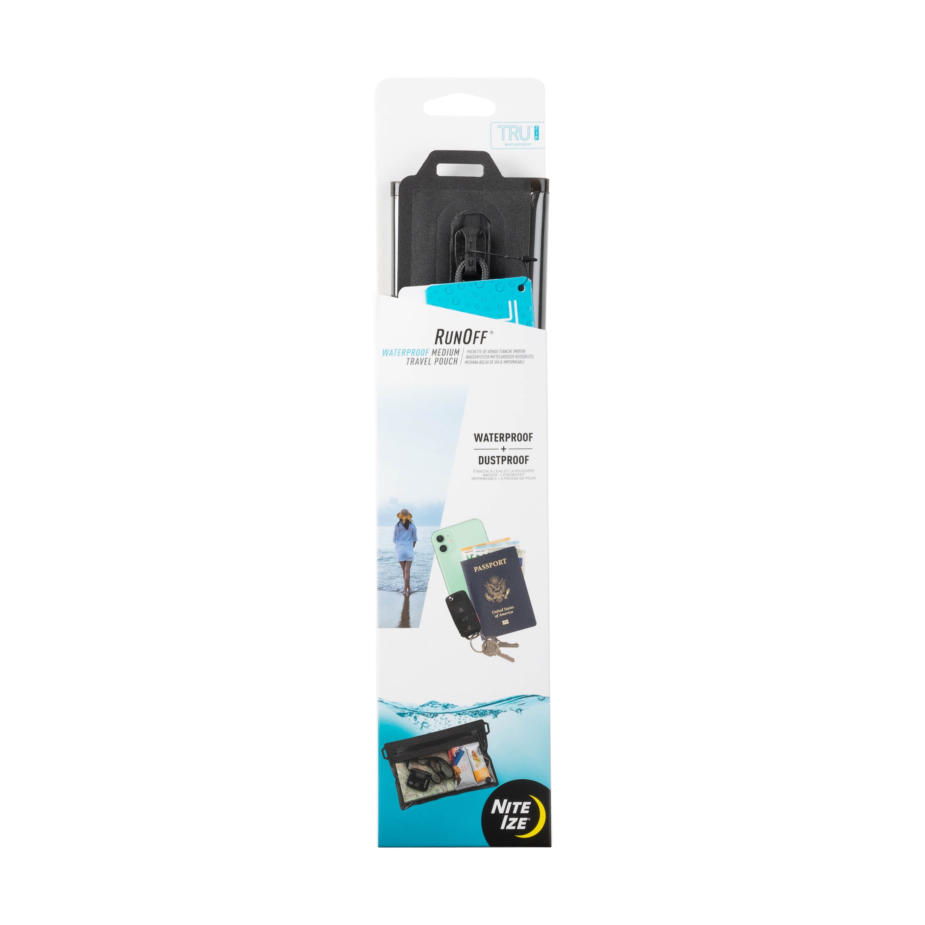 Nite Ize Runoff Waterproof Medium Travel Pouch with TRU Zip, Touchscreen Friendly, 100% Waterproof Zipper, Perfect for Hiking, Camping, Traveling, Phone, Charcoal