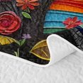 thumbnail image 5 of Homewish Boho Life Tree Quilt Full,Watercolor Birds Flowers Full Bedspread Sets,Orange Blue,3 Pieces, 5 of 7