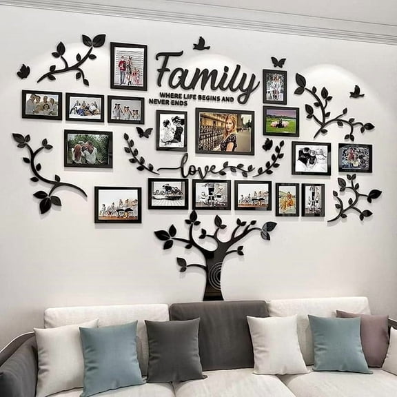Picture Frames Collage - Family Tree Wall Decor for Living Room 4x6 5x7 8x10 11x14 3D DIY-Acrylic Photo Frame - Marcos para Fotos de Pared