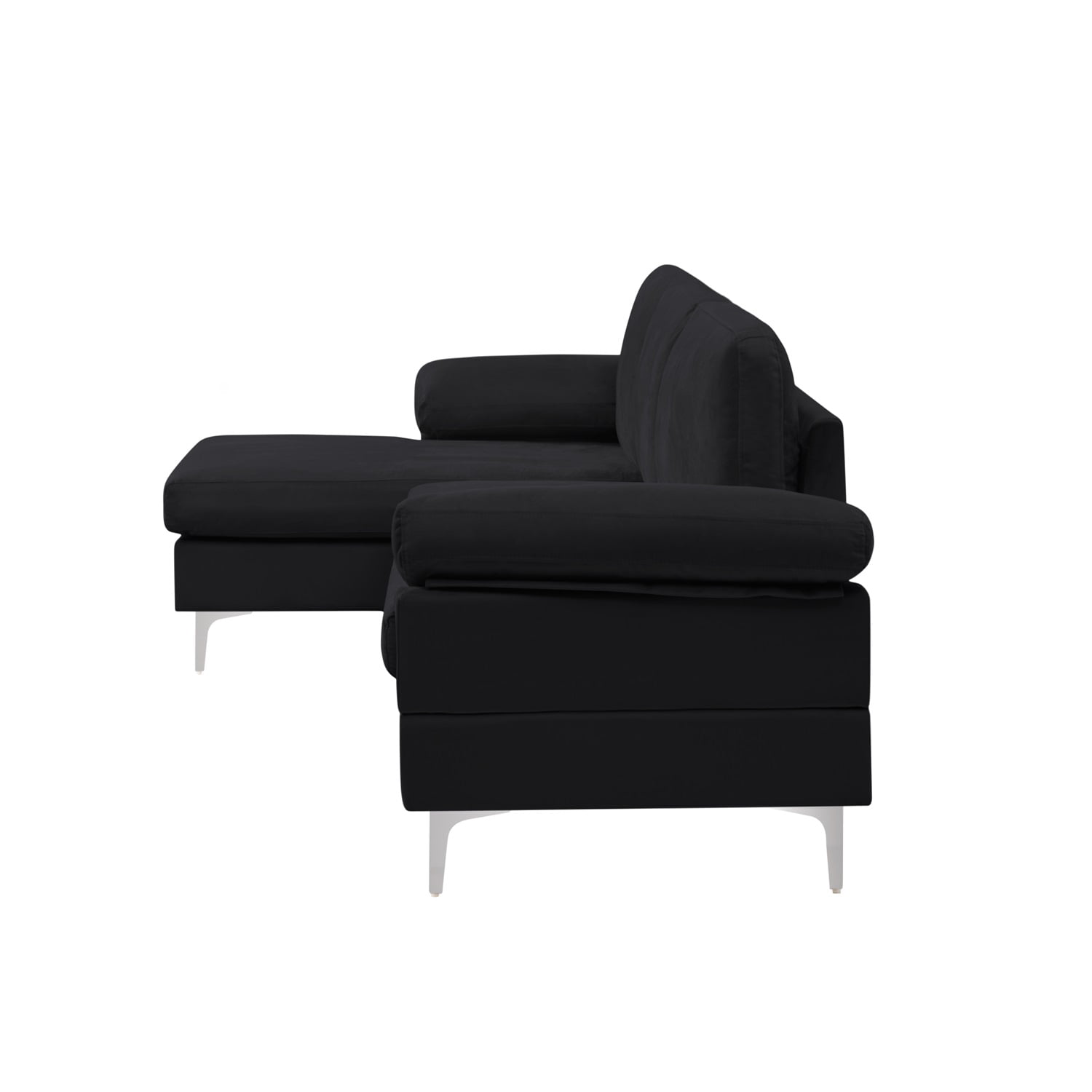 Kadyn Sectional Sofa, 103.5 " Modern L-Shaped Sofa with Metal Legs, Velvet Sectional Sofa Set for Apartment, Black Kadyn Sectional Sofa, 103.5 " Modern L-Shaped Sofa with Metal Legs, Velvet Sectional Sofa Set for Apartment, Black