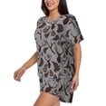 thumbnail image 2 of Rateoe Brown Moose with Pinecones Pattern Women's Short-Sleeved Pajama Set - 2 Piece Soft and Lightweight Sleepwear Set-X-Large, 2 of 7