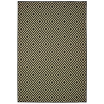 Oriental Weavers Marina Indoor/Outdoor Rug - 2335K - 8'6" x 13' - in Black/ Tan - Classic Casual Style, Water, Stain and Fade Resistant, Hose Clean, Patio, Outdoor Living Area Rug